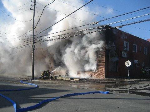 MKFD with handline operating at Lexington Ave. Fire. (1/28/08)